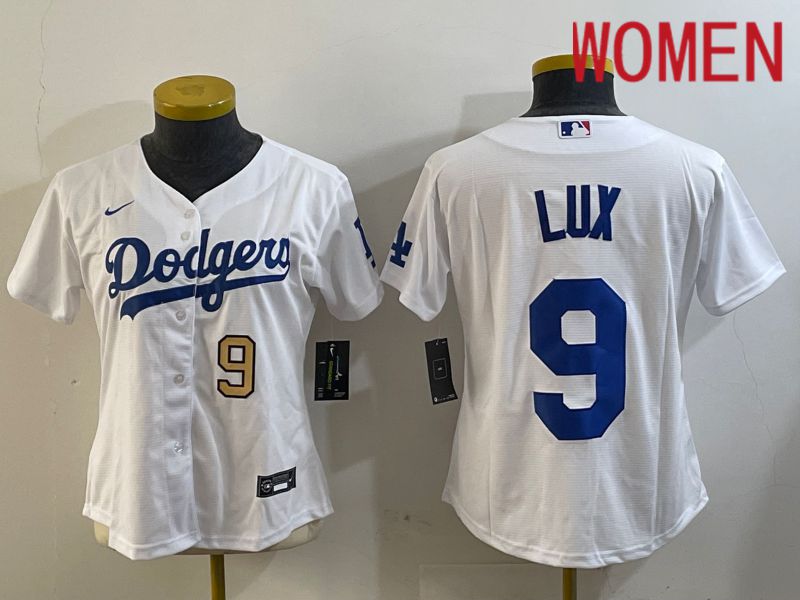 Women Los Angeles Dodgers #9 Lux White Game 2024 Nike MLB Jersey style 2